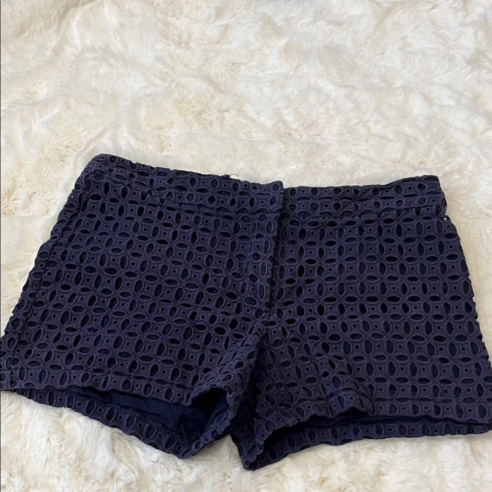 Source Unknown Navy High Waist Lace Shorts